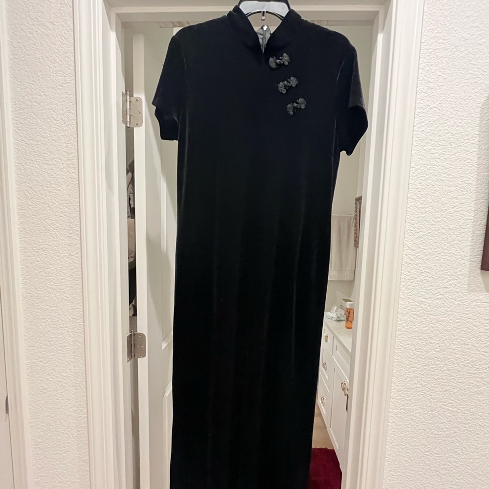 Traditional Velvet Cheongsam Full Length Dress